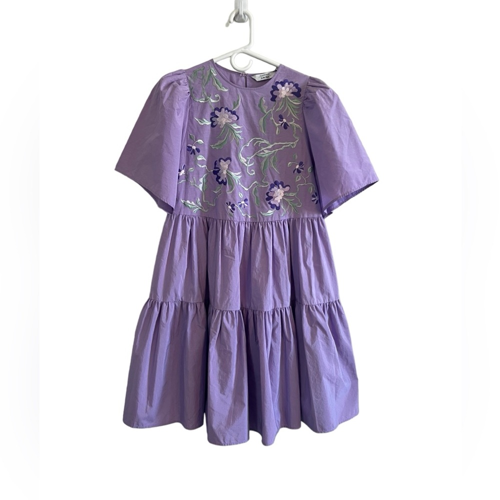 & Other Stories Women US 2 Cotton Stockholm Atelier Purple Embroidered Preppy